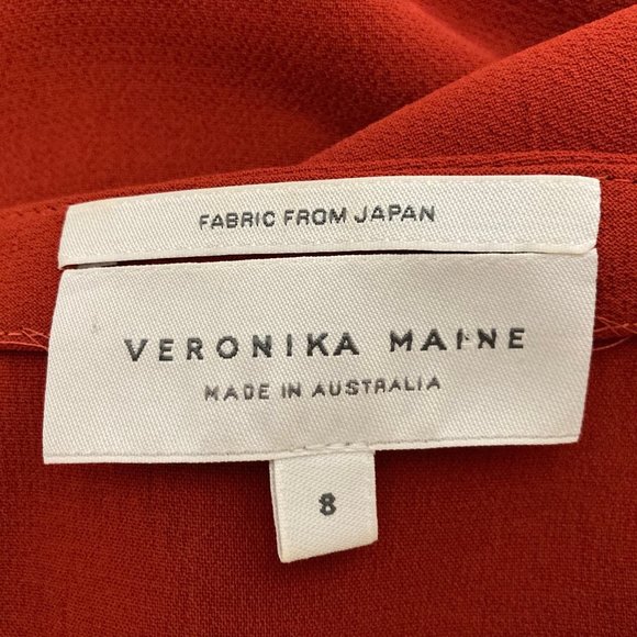 Veronika Maine V Neck Grommet Detail 3/4 Sleeve Burnt Orange Blouse - Picture 4 of 8